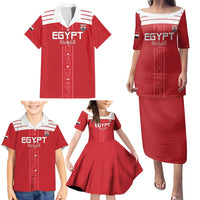 Custom Egypt Football Family Matching Puletasi and Hawaiian Shirt Yalla Yalla Pharaohs - Red Ver