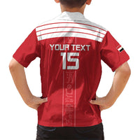 Custom Egypt Football Family Matching Short Sleeve Bodycon Dress and Hawaiian Shirt Yalla Yalla Pharaohs - Red Ver