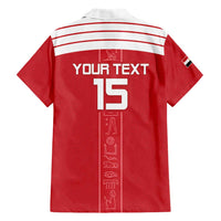 Custom Egypt Football Family Matching Short Sleeve Bodycon Dress and Hawaiian Shirt Yalla Yalla Pharaohs - Red Ver