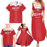 Custom Egypt Football Family Matching Summer Maxi Dress and Hawaiian Shirt Yalla Yalla Pharaohs - Red Ver