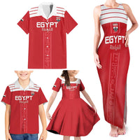 Custom Egypt Football Family Matching Tank Maxi Dress and Hawaiian Shirt Yalla Yalla Pharaohs - Red Ver