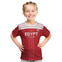 Custom Egypt Football Kid T Shirt Yalla Yalla Pharaohs - Red Ver