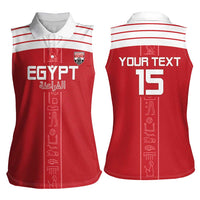 Custom Egypt Football Women Sleeveless Polo Shirt Yalla Yalla Pharaohs - Red Ver