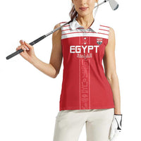 Custom Egypt Football Women Sleeveless Polo Shirt Yalla Yalla Pharaohs - Red Ver