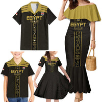 Custom Egypt Football Family Matching Mermaid Dress and Hawaiian Shirt Yalla Yalla Pharaohs - Black Ver