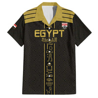 Custom Egypt Football Family Matching Off The Shoulder Long Sleeve Dress and Hawaiian Shirt Yalla Yalla Pharaohs - Black Ver