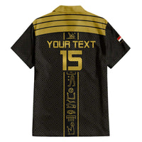 Custom Egypt Football Family Matching Off The Shoulder Long Sleeve Dress and Hawaiian Shirt Yalla Yalla Pharaohs - Black Ver