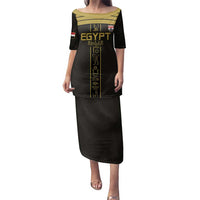 Custom Egypt Football Family Matching Puletasi and Hawaiian Shirt Yalla Yalla Pharaohs - Black Ver