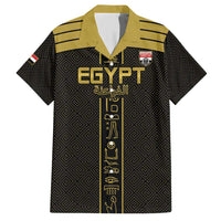 Custom Egypt Football Family Matching Short Sleeve Bodycon Dress and Hawaiian Shirt Yalla Yalla Pharaohs - Black Ver