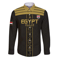 Custom Egypt Football Family Matching Short Sleeve Bodycon Dress and Hawaiian Shirt Yalla Yalla Pharaohs - Black Ver