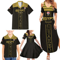 Custom Egypt Football Family Matching Summer Maxi Dress and Hawaiian Shirt Yalla Yalla Pharaohs - Black Ver