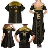 Custom Egypt Football Family Matching Summer Maxi Dress and Hawaiian Shirt Yalla Yalla Pharaohs - Black Ver