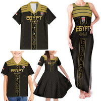 Custom Egypt Football Family Matching Tank Maxi Dress and Hawaiian Shirt Yalla Yalla Pharaohs - Black Ver