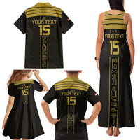 Custom Egypt Football Family Matching Tank Maxi Dress and Hawaiian Shirt Yalla Yalla Pharaohs - Black Ver