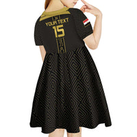 Custom Egypt Football Kid Short Sleeve Dress Yalla Yalla Pharaohs - Black Ver