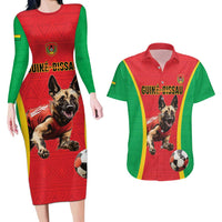 Custom Guinea-Bissau Football Couples Matching Long Sleeve Bodycon Dress and Hawaiian Shirt Vamos Djurtus