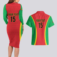 Custom Guinea-Bissau Football Couples Matching Long Sleeve Bodycon Dress and Hawaiian Shirt Vamos Djurtus