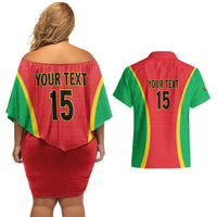 Custom Guinea-Bissau Football Couples Matching Off Shoulder Short Dress and Hawaiian Shirt Vamos Djurtus
