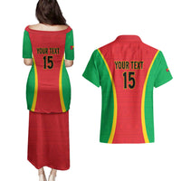 Custom Guinea-Bissau Football Couples Matching Puletasi and Hawaiian Shirt Vamos Djurtus