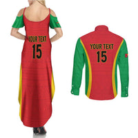 Custom Guinea-Bissau Football Couples Matching Summer Maxi Dress and Long Sleeve Button Shirt Vamos Djurtus