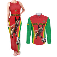Custom Guinea-Bissau Football Couples Matching Tank Maxi Dress and Long Sleeve Button Shirt Vamos Djurtus