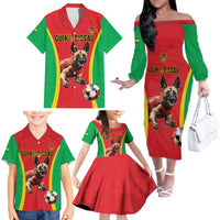 Custom Guinea-Bissau Football Family Matching Off The Shoulder Long Sleeve Dress and Hawaiian Shirt Vamos Djurtus