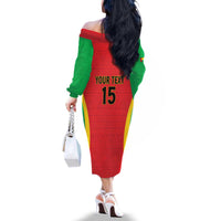 Custom Guinea-Bissau Football Family Matching Off The Shoulder Long Sleeve Dress and Hawaiian Shirt Vamos Djurtus