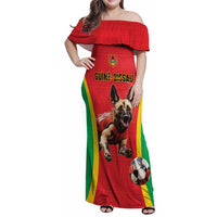 Custom Guinea-Bissau Football Family Matching Off Shoulder Maxi Dress and Hawaiian Shirt Vamos Djurtus