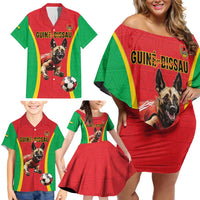 Custom Guinea-Bissau Football Family Matching Off Shoulder Short Dress and Hawaiian Shirt Vamos Djurtus