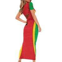 Custom Guinea-Bissau Football Family Matching Short Sleeve Bodycon Dress and Hawaiian Shirt Vamos Djurtus