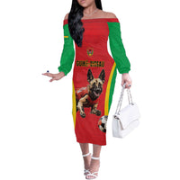 Custom Guinea-Bissau Football Off The Shoulder Long Sleeve Dress Vamos Djurtus