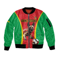 Custom Guinea-Bissau Football Sleeve Zip Bomber Jacket Vamos Djurtus