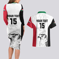 Custom Sudan Football Couples Matching Long Sleeve Bodycon Dress and Hawaiian Shirt Yalla Falcons of Jediane