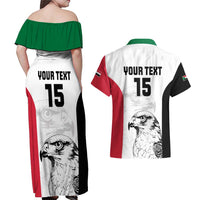 Custom Sudan Football Couples Matching Off Shoulder Maxi Dress and Hawaiian Shirt Yalla Falcons of Jediane