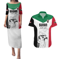 Custom Sudan Football Couples Matching Puletasi and Hawaiian Shirt Yalla Falcons of Jediane