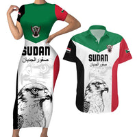 Custom Sudan Football Couples Matching Short Sleeve Bodycon Dress and Hawaiian Shirt Yalla Falcons of Jediane