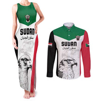 Custom Sudan Football Couples Matching Tank Maxi Dress and Long Sleeve Button Shirt Yalla Falcons of Jediane