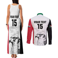 Custom Sudan Football Couples Matching Tank Maxi Dress and Long Sleeve Button Shirt Yalla Falcons of Jediane