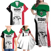 Custom Sudan Football Family Matching Off Shoulder Maxi Dress and Hawaiian Shirt Yalla Falcons of Jediane