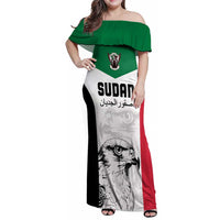 Custom Sudan Football Family Matching Off Shoulder Maxi Dress and Hawaiian Shirt Yalla Falcons of Jediane