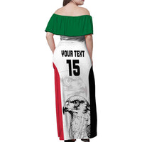 Custom Sudan Football Family Matching Off Shoulder Maxi Dress and Hawaiian Shirt Yalla Falcons of Jediane