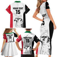 Custom Sudan Football Family Matching Short Sleeve Bodycon Dress and Hawaiian Shirt Yalla Falcons of Jediane