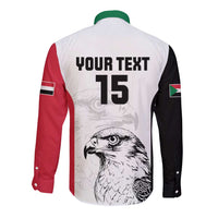 Custom Sudan Football Long Sleeve Button Shirt Yalla Falcons of Jediane