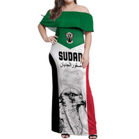 Custom Sudan Football Off Shoulder Maxi Dress Yalla Falcons of Jediane