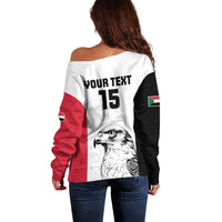 Custom Sudan Football Off Shoulder Sweater Yalla Falcons of Jediane