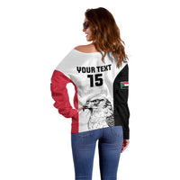 Custom Sudan Football Off Shoulder Sweater Yalla Falcons of Jediane
