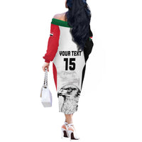 Custom Sudan Football Off The Shoulder Long Sleeve Dress Yalla Falcons of Jediane