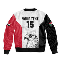 Custom Sudan Football Sleeve Zip Bomber Jacket Yalla Falcons of Jediane