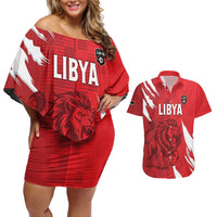 Custom Libya Football Couples Matching Off Shoulder Short Dress and Hawaiian Shirt Forza Libya