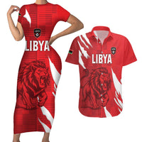 Custom Libya Football Couples Matching Short Sleeve Bodycon Dress and Hawaiian Shirt Forza Libya